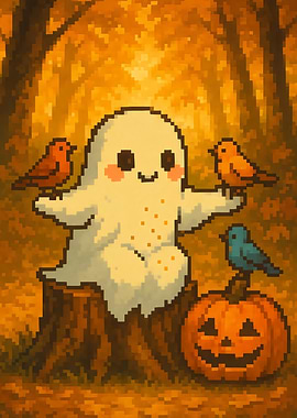 Halloween Ghost Pixel Art