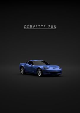 Blue Corvette Z06 on Black Background