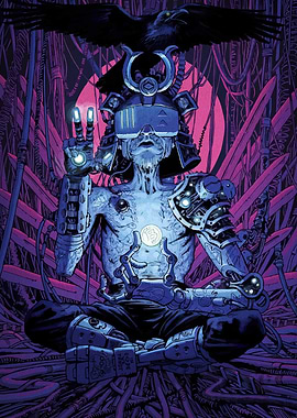 Cyberpunk Samurai Meditation