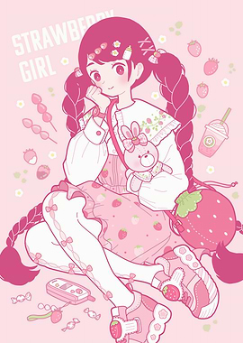Strawberry Girl Illustration