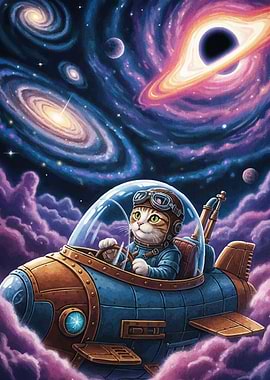 Cat Pilot Space Adventure