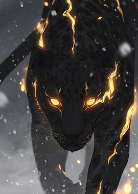 Fiery Black Panther Digital Art