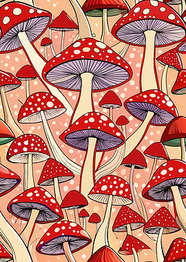 Red and White Mushroom Pattern