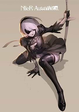 2B from NieR: Automata Illustration