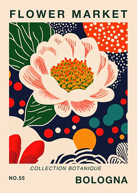 Flower Market Bologna Botanical Travel Art Print