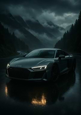 Audi R8 on a Rainy Road