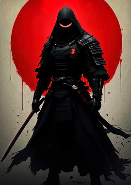 Dark Samurai with Red Sun