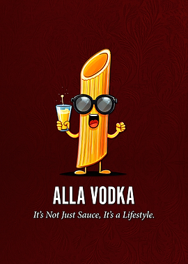 Penne Alla Vodka: Pasta Lifestyle Cartoon