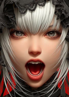 Anime Girl with Open Mouth Portrait