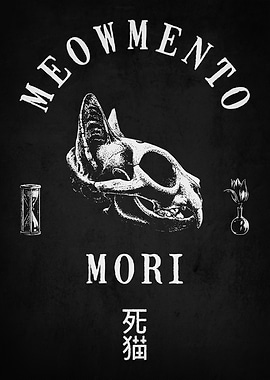 Memento Mori: Funny Cat Skull Illustration