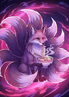 Nine-tailed Fox Eating Ramen