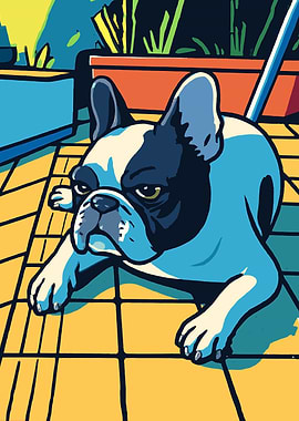 Stylized French Bulldog Illustration