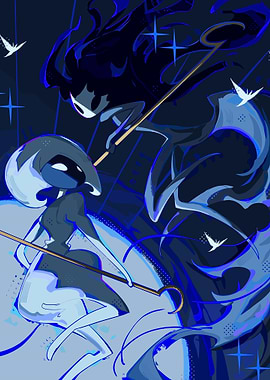 Blue Toned Fantasy Character Illustration