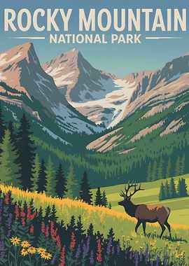 Rocky Mountain National Park Illustration