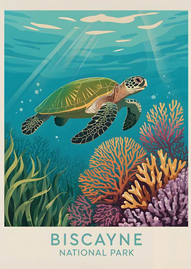 Biscayne National Park Turtle Illustration