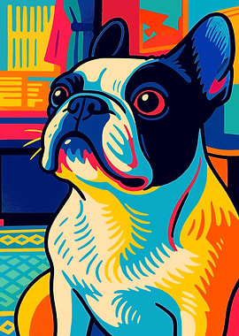 Colorful Boston Terrier Pop Art Portrait