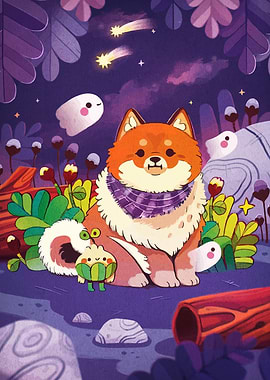 Shiba Inu and Forest Spirits