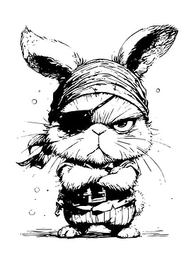 Grumpy Pirate Rabbit Illustration