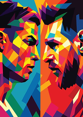 Colorful Portrait of ronaldo and messi