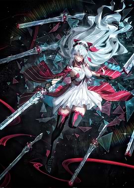 Anime Girl with Swords Digital Art