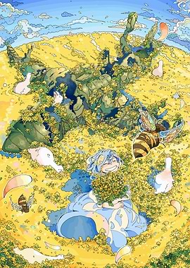 Floral Field with Child and Bees