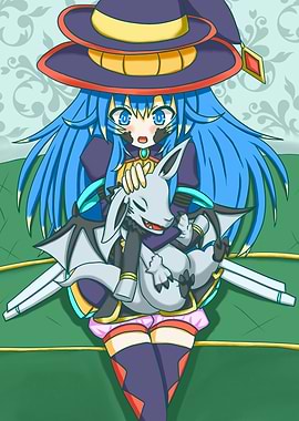 Anime Girl with Dragon Pet