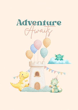 Adventure Awaits: Dragons and Castle Illustration