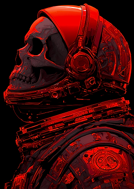 Red Skull Astronaut in Space Suit
