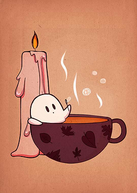 Ghost in a teacup illustration