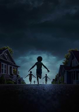 Children Running on a Dark Street