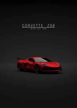 Red Corvette Z06 with Z07 Package