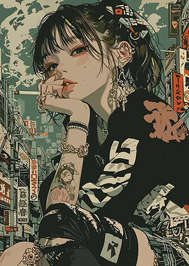 Anime Girl in Urban Setting