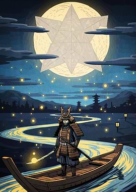 Samurai River Starry Moon