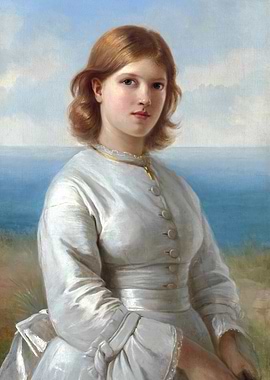 Young Woman by the Sea Painting