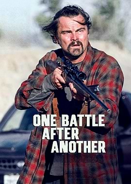 Leonardo DiCaprio with rifle, movie poster