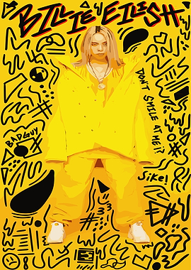 Billie Eilish Yellow Doodle Art
