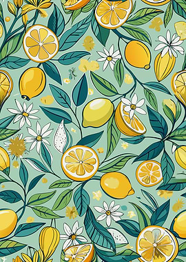 Lemon and Floral Pattern