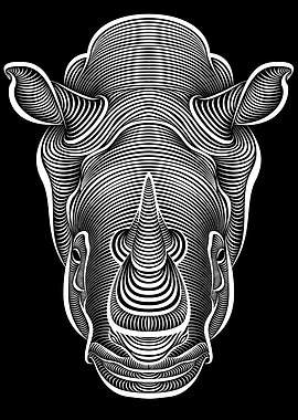 Abstract Rhino Head - Line Art