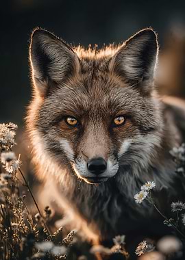 Fox in a Field of Flowers