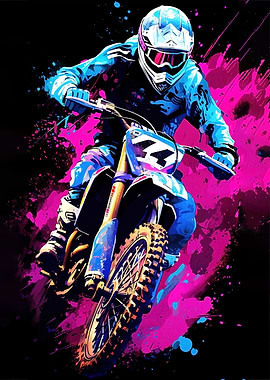 Motocross Rider Action Splashes