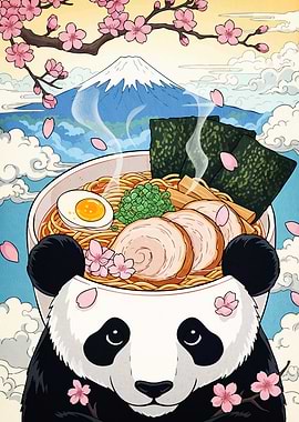 Panda Ramen Bowl Mount Fuji