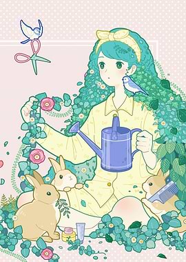 Girl with Nature and Animals