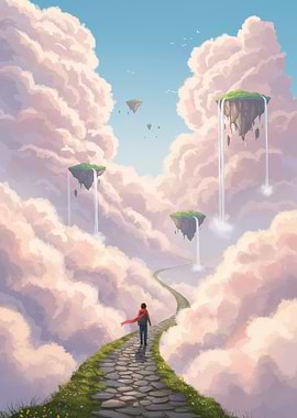 Cloudscape Journey with Floating Islands