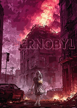 Chernobyl: Post-Apocalyptic Girl in Ruined City