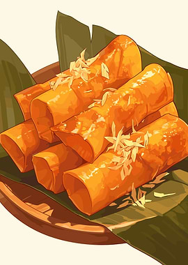 Lumpia Spring Rolls Illustration