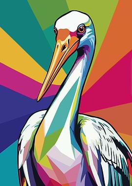 Colorful Stork Pop Art Illustration