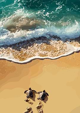 Baby Turtles on the Beach