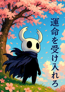 Hollow Knight under Cherry Blossom Tree