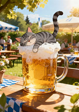 Cat Nap on Beer Mug