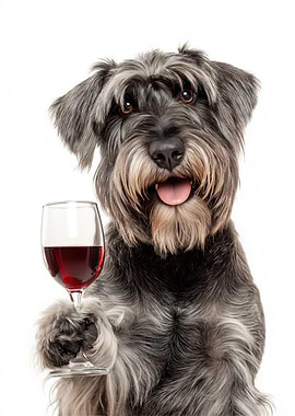 Cesky Terrier with Wine Glass